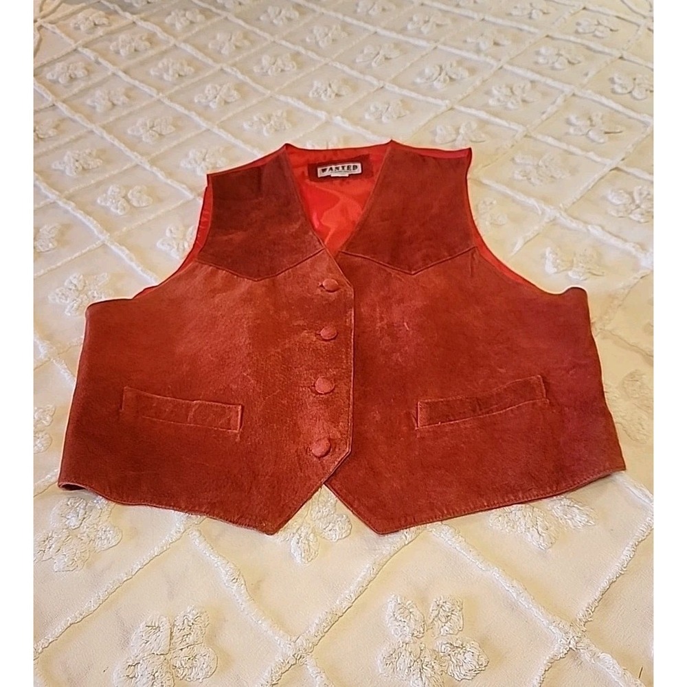 Vintage‎ Wanted By Beads Beautiful Ladies Western Suede Leather Vest Size Large